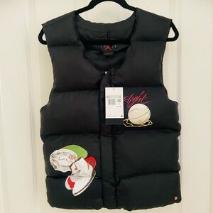 Black Nike Puffer Vest with Graphic Design